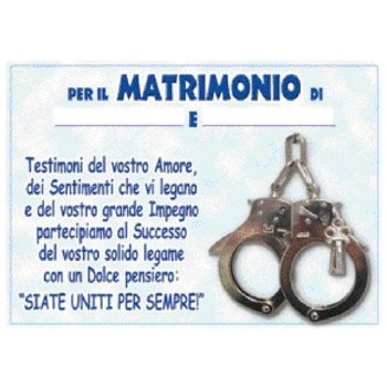 Pannello in legno mdf "Siate uniti per sempre" con manette applicate