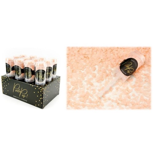 Tubo spara confetti di carta "Push Pop" - Confetti 8 mm. - Colore: Pesco