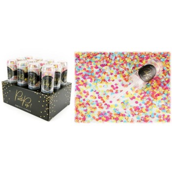 Tubo spara confetti di carta "Push Pop" - Confetti 8 mm. - Colore: Multicolor
