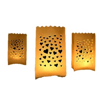 Lanterne in carta da terra microforate "Hearts" Cm. 12x7x19 - Blister 10 pezzi