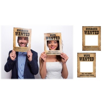 Set 2 Funny Boards per selfie "Wanted" lui e lei