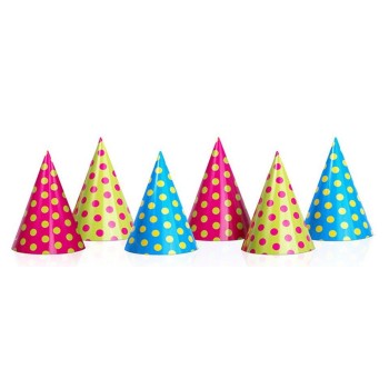 Cappellino cono pois multicolor Cm. 10 - Blister 6 pezzi