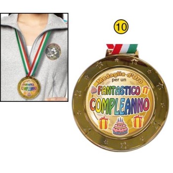 Medaglia d'oro pvc con placca resinata e fascia tricolore - Compleanno