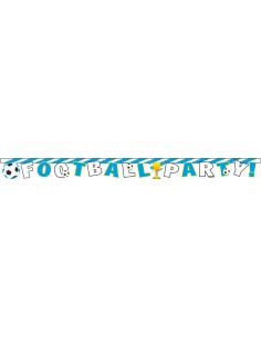 Festone scritta Football Party bianco / celeste Cm. 210