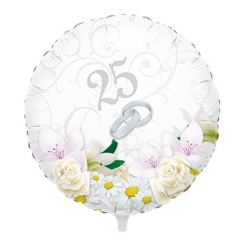 Palloncino mylar rotondo 18" Cm. 45 - 25° Anniversario