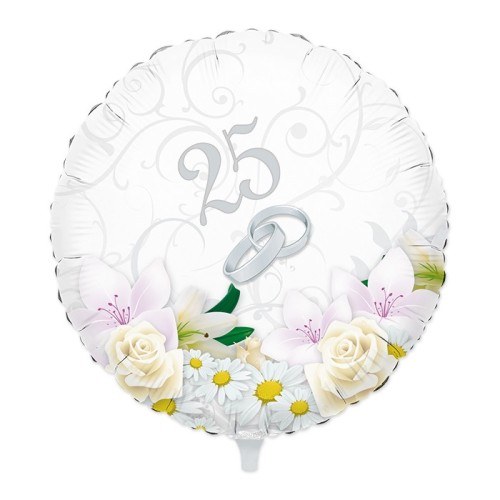 Palloncino mylar rotondo 18" Cm. 45 - 25° Anniversario