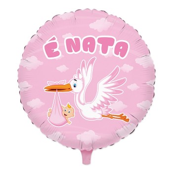 Palloncino mylar rotondo 18" Cm. 45 - Cicogna E' Nata