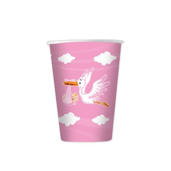 Bicchieri carta 200cc. Cicogna Rosa - Blister 8 pezzi