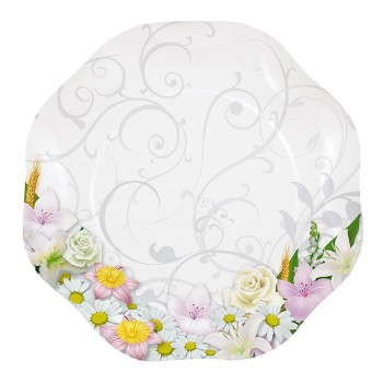 Piatti carta ondulati Cm. 23 Bouquet - Blister 10 pezzi