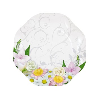 Piatti carta ondulati Cm. 18 Bouquet - Blister 10 pezzi