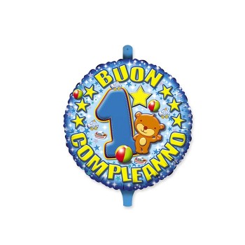 Palloncino mylar rotondo 18" Cm. 45 - 1° Compleanno Boy
