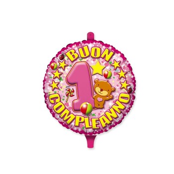 Palloncino mylar rotondo 18" Cm. 45 - 1° Compleanno Girl