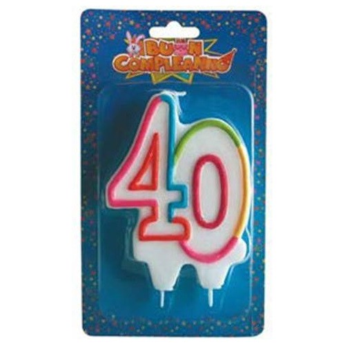 Candelina per torta numero 40 multicolor Cm. 12