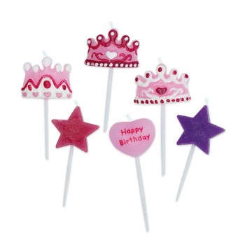 Candeline per torta picks "Princess" CM. 6 - Blister 6 pezzi