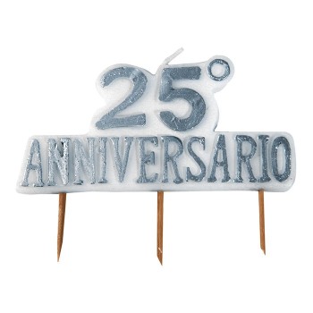 Candelina per torta picks Cm. 9x7 - 25° Anniversario