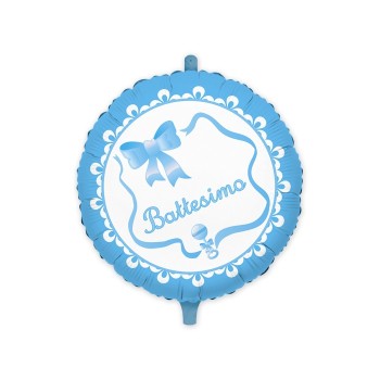 Palloncino mylar rotondo 18" Cm. 45 - Battesimo celeste